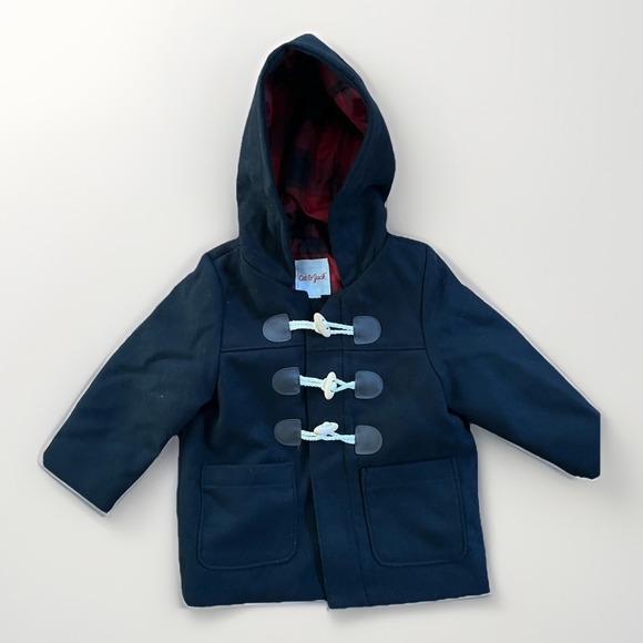 Toddler Boys' Duffel Coat With Hoodie Winter Jacket-Cat & Jack Black 18 Months - Picture 1 of 6